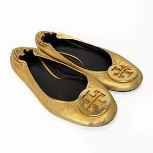 Tory Burch Gold Reva Flats